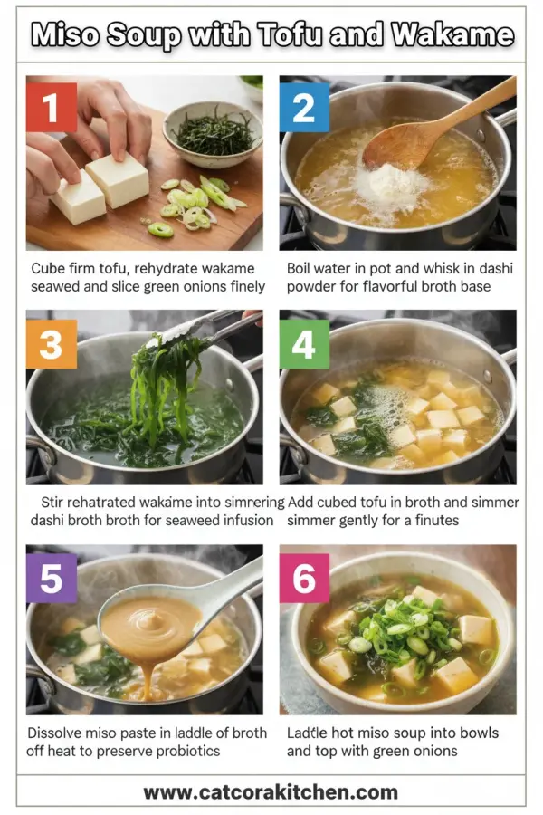 Miso soup with tofu and wakame How to Make 