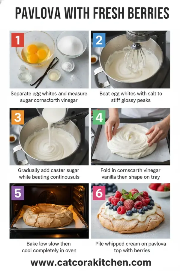 Pavlova with fresh berries How to Make