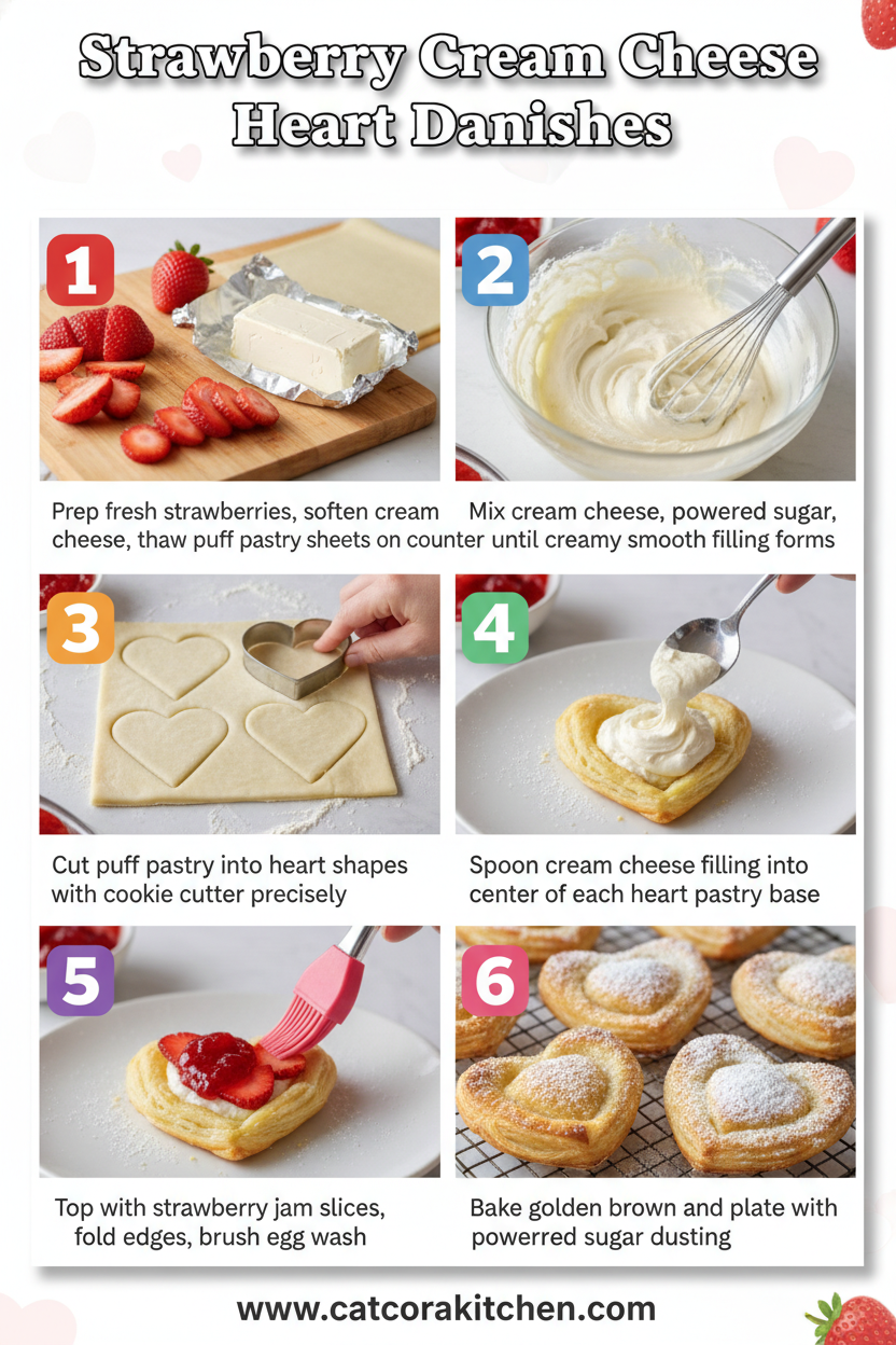 Strawberry cream cheese heart danishes How to Make