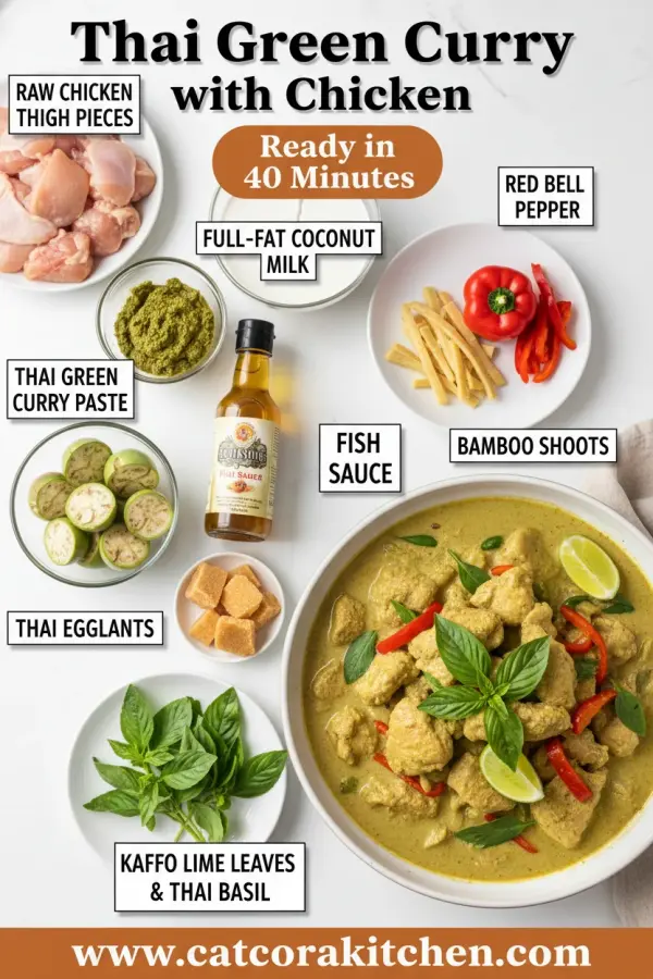 Thai green curry with chicken ingredients