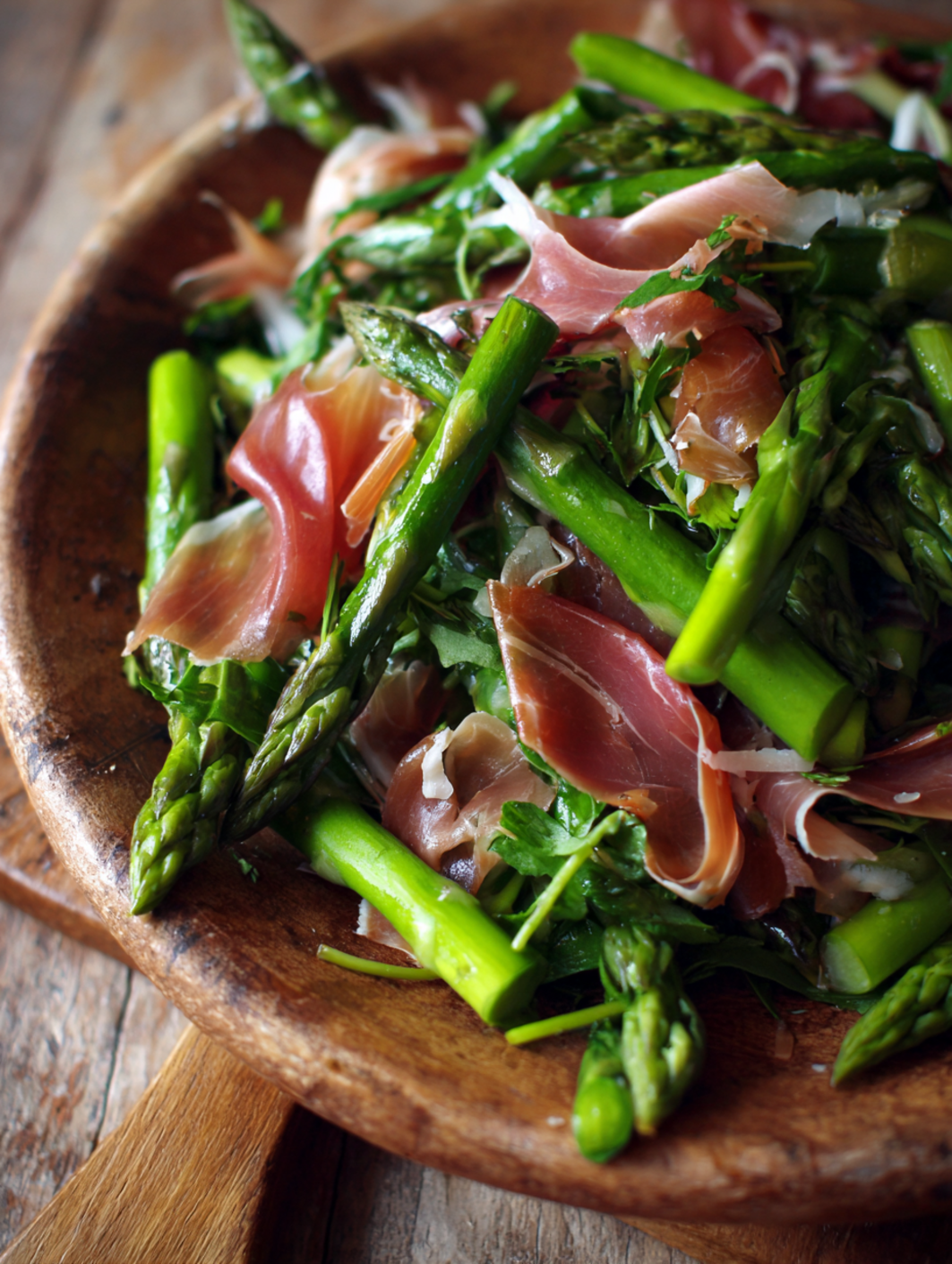 card recipe ingredients and instructions asparagus and prosciutto salad