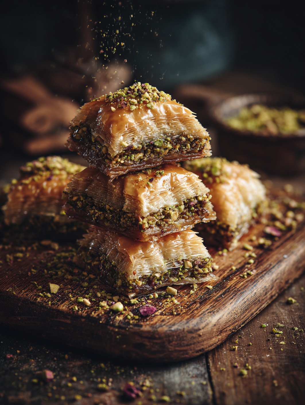 baklava with pistachios and honey