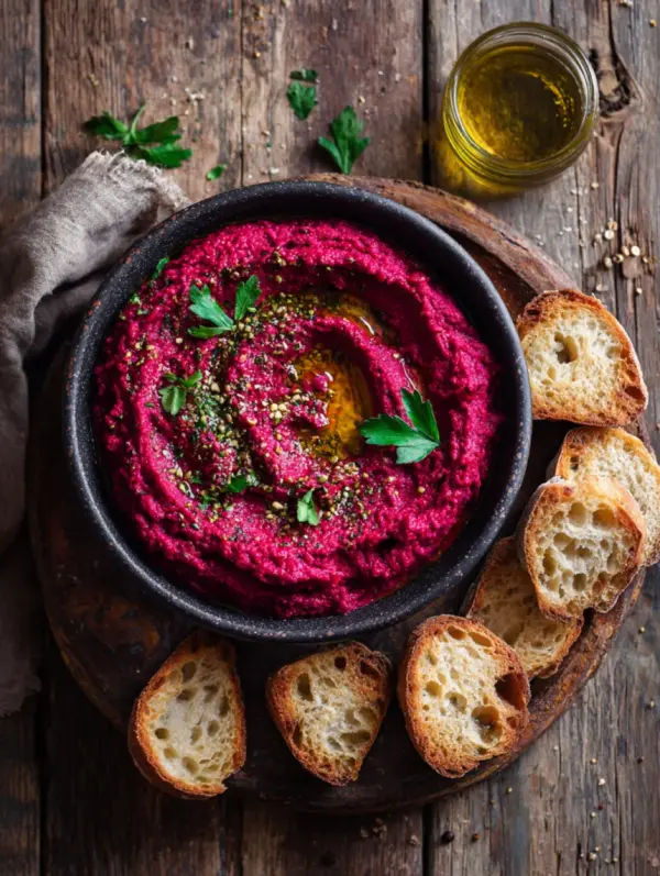 beet hummus with za'atar
