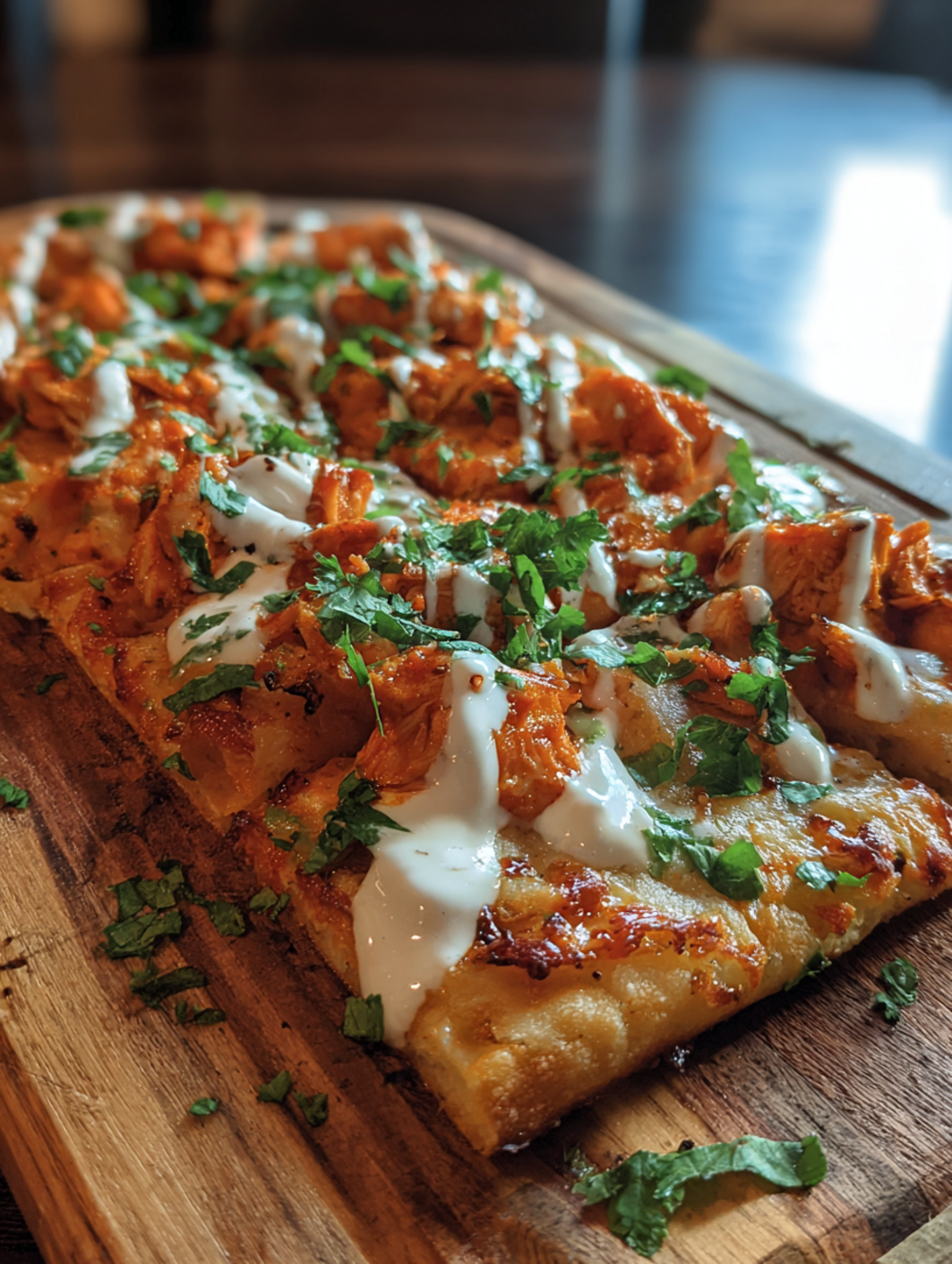 card recipe ingredients and instructions buffalo chicken flatbread pizza