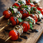 caprese skewers with balsamic glaze