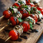caprese skewers with balsamic glaze