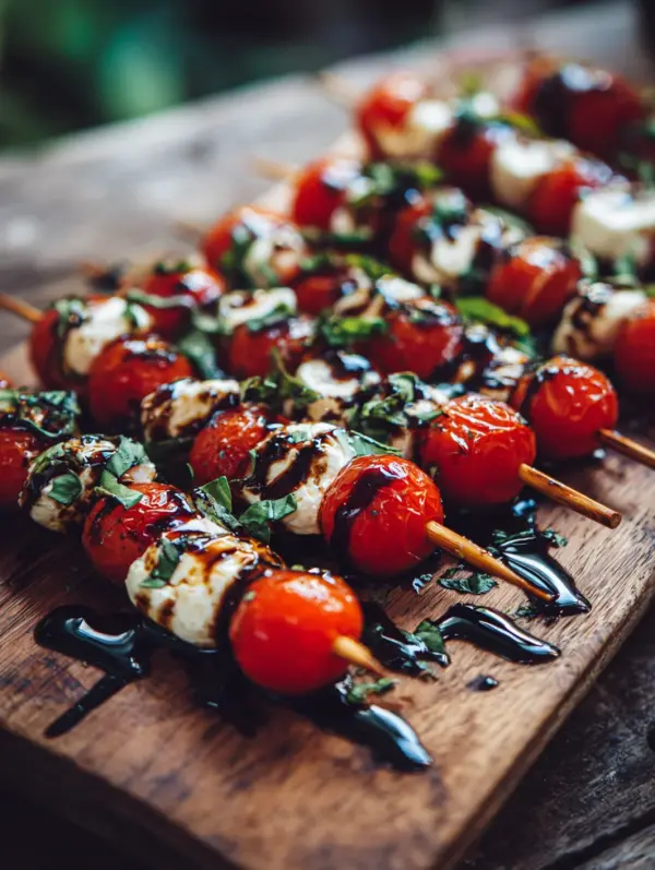 card recipe ingredients and instructions caprese skewers with balsamic glaze