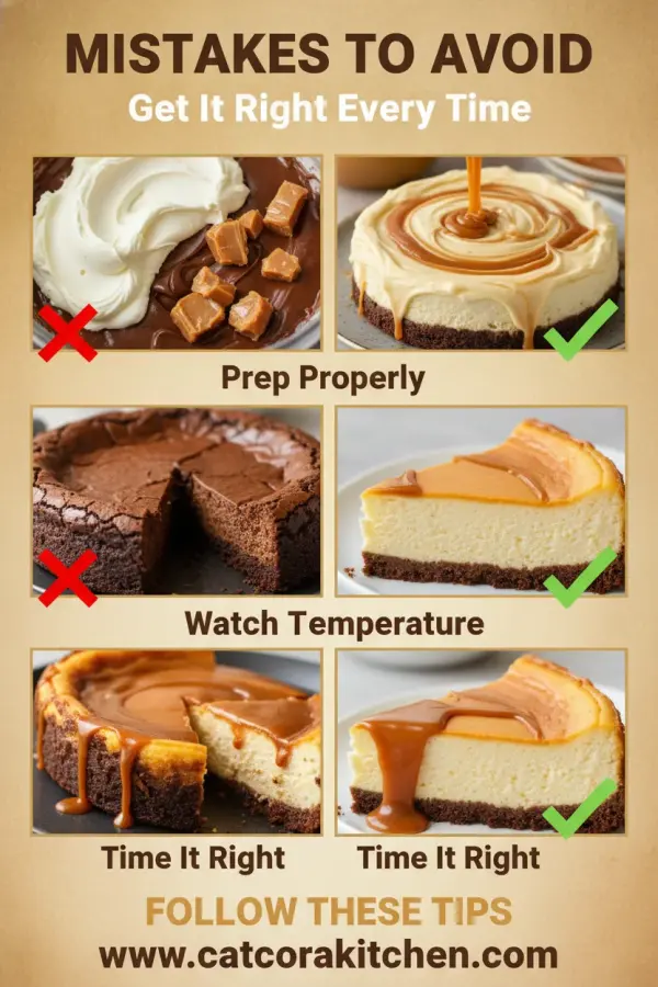 Caramel brownie cheesecake common mistakes