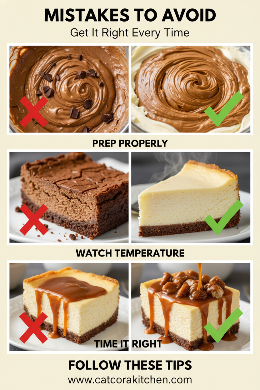 Caramel brownie cheesecake common mistakes