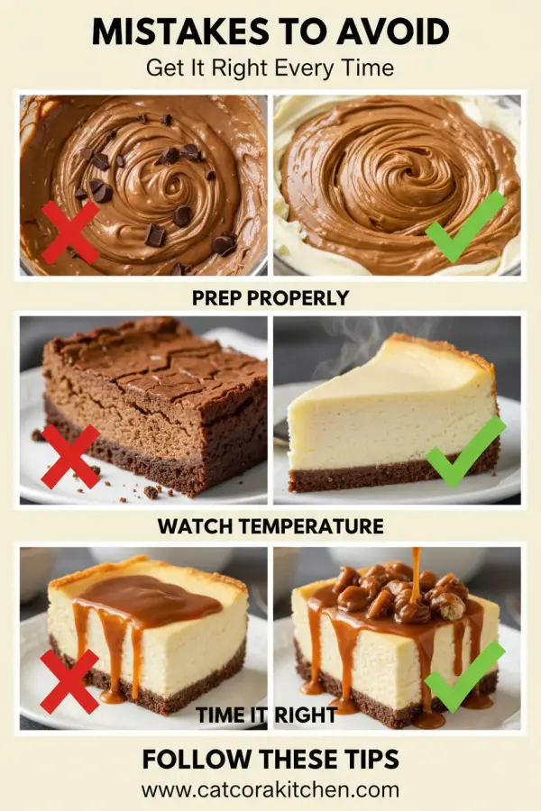 Caramel brownie cheesecake common mistakes