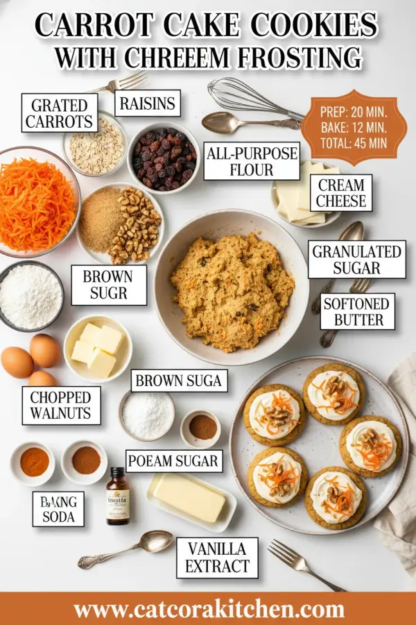 Carrot cake cookies with cream cheese frosting ingredients