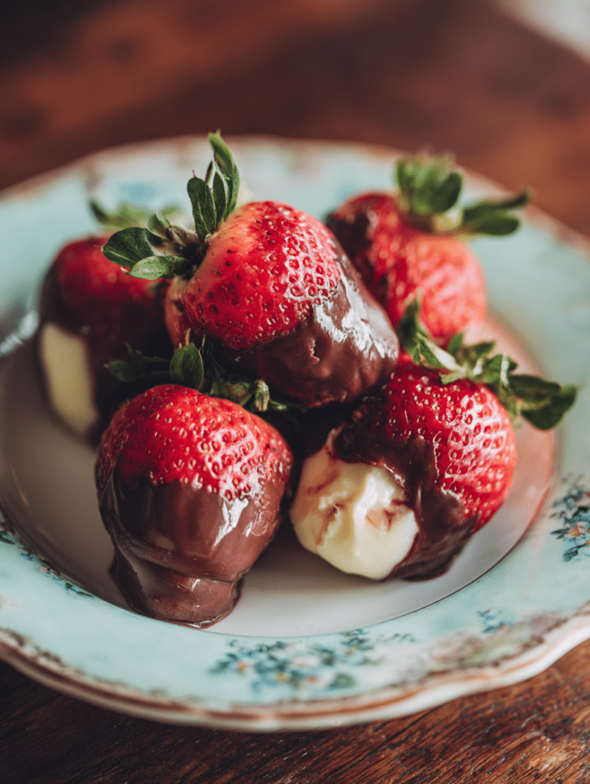 cheesecake-stuffed chocolate-covered strawberries