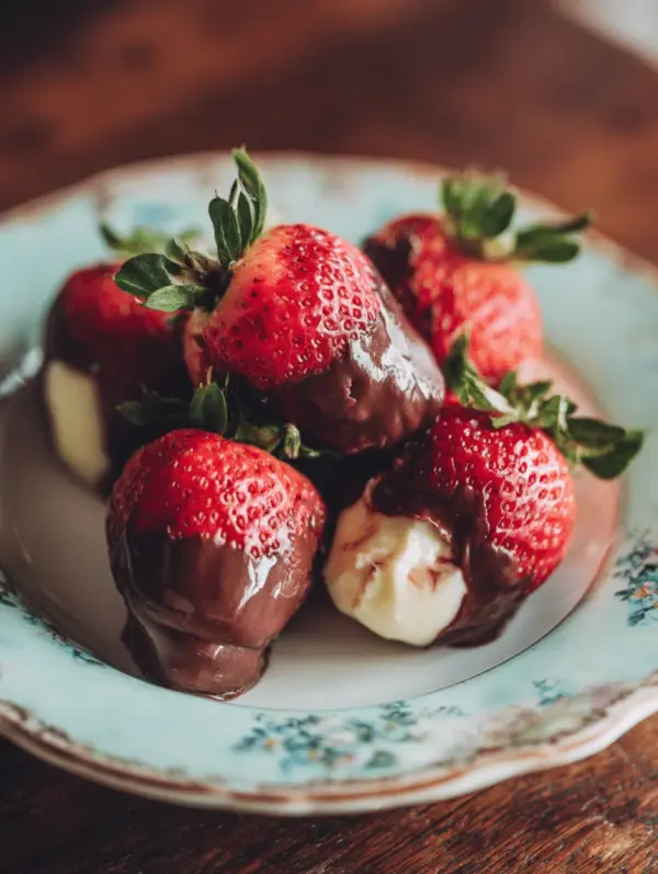 cheesecake-stuffed chocolate-covered strawberries