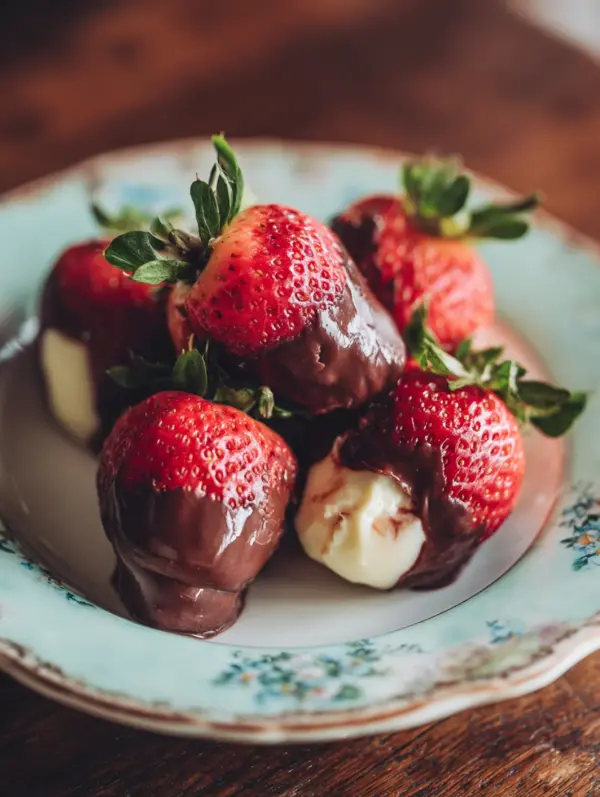 cheesecake-stuffed chocolate-covered strawberries