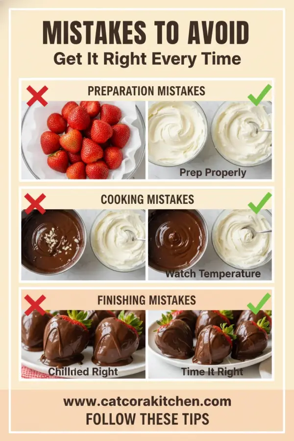 Cheesecake-stuffed chocolate-covered strawberries common mistakes