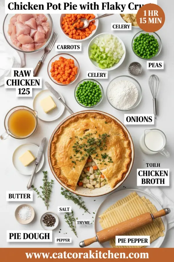 Chicken pot pie with flaky crust ingredients