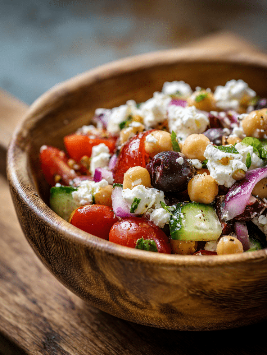 chickpea and feta Mediterranean salad