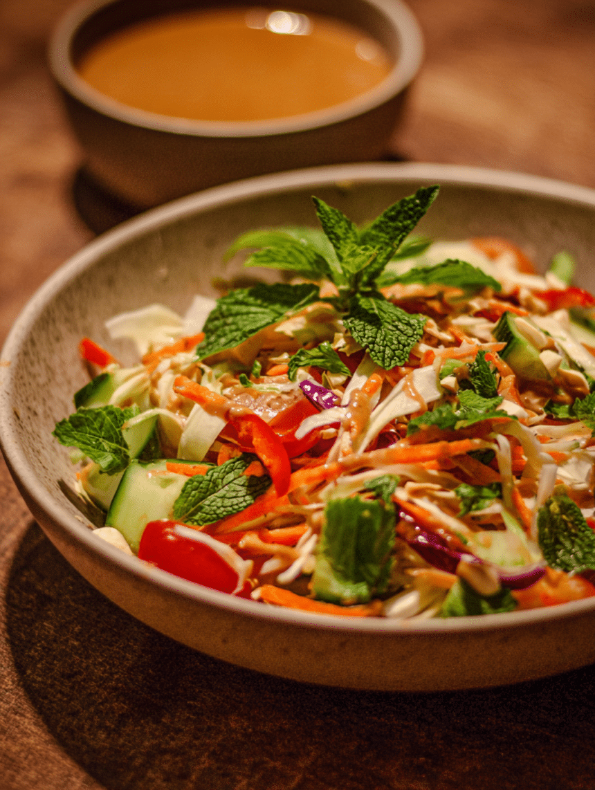 chopped Thai salad with peanut dressing
