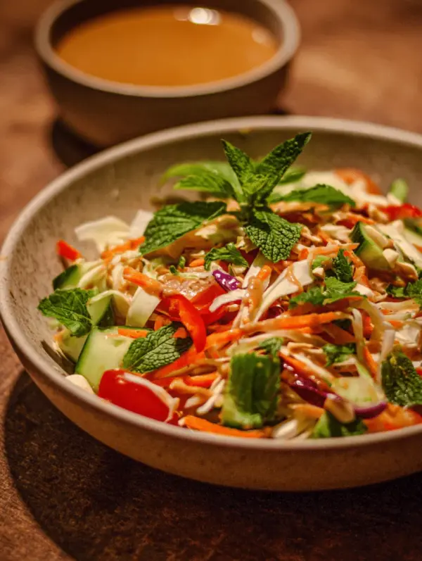 chopped Thai salad with peanut dressing