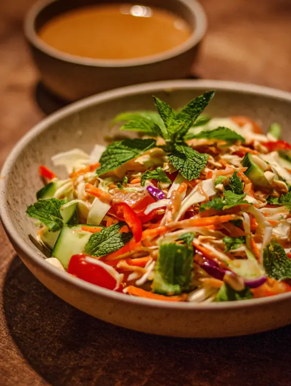 chopped Thai salad with peanut dressing