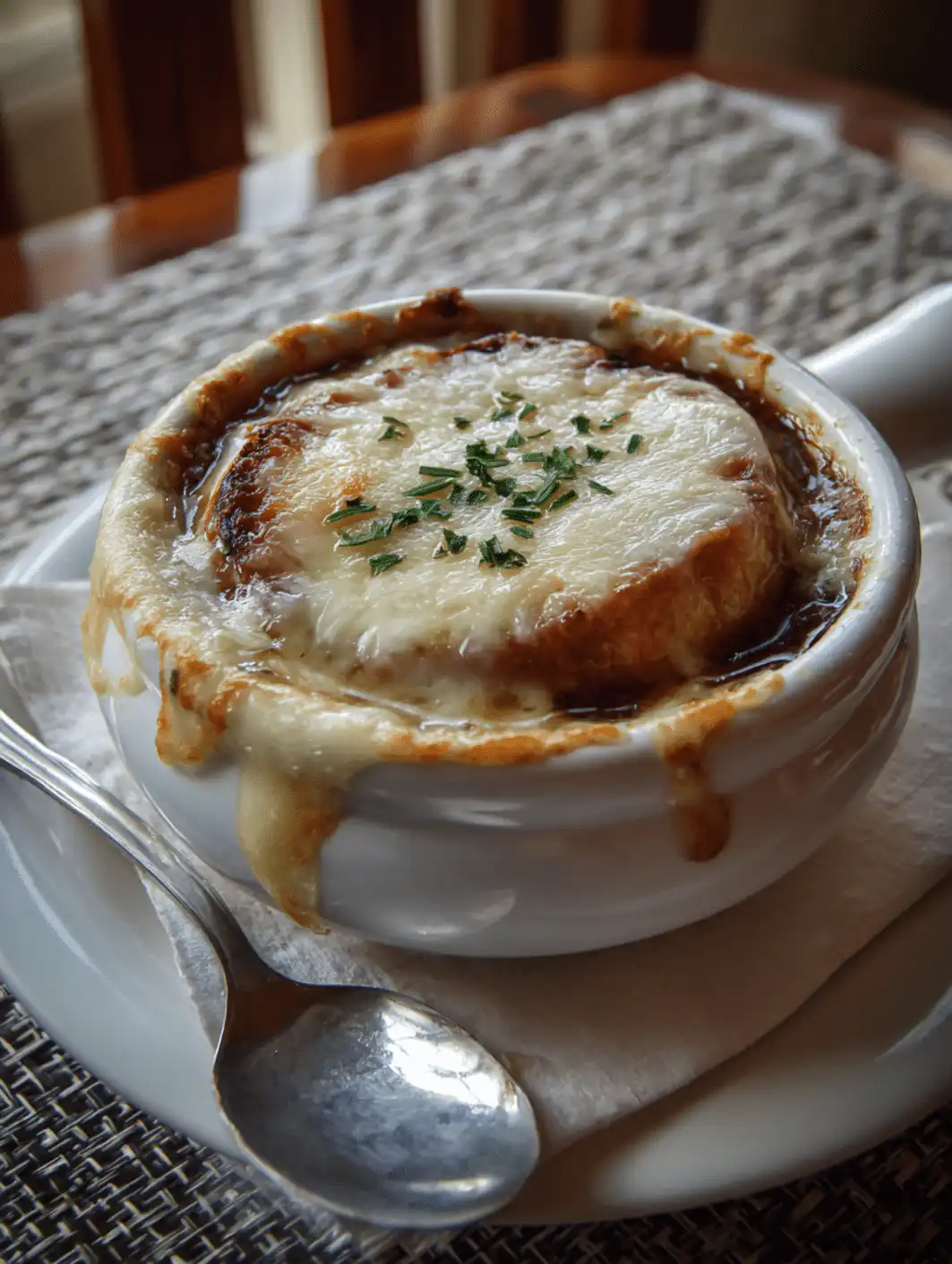card recipe ingredients and instructions classic French onion soup