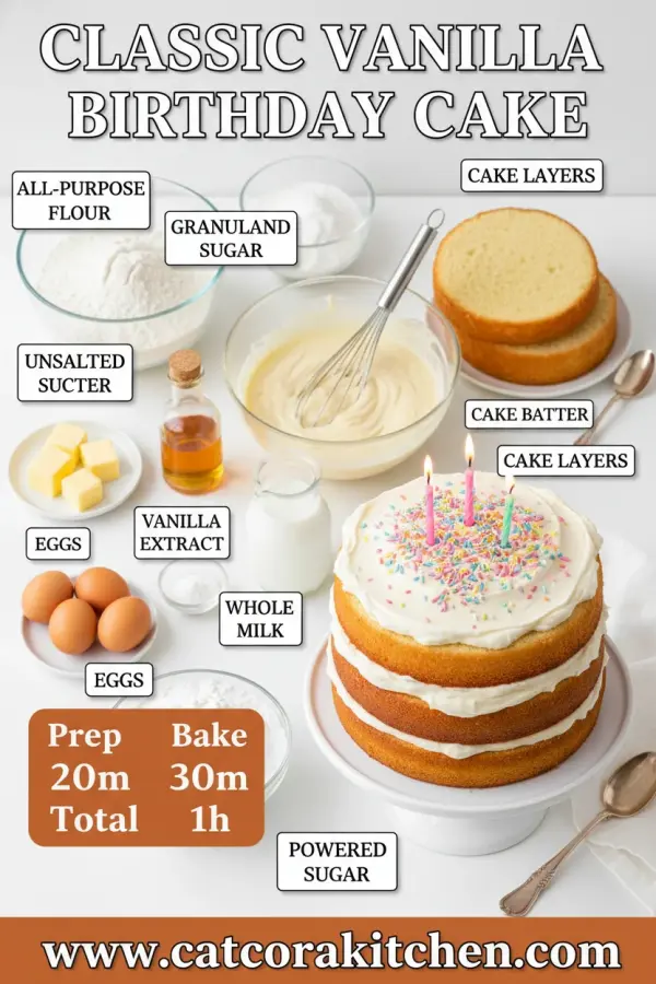 Classic vanilla birthday cake ingredients