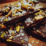 dark chocolate bark with sea salt and pistachios