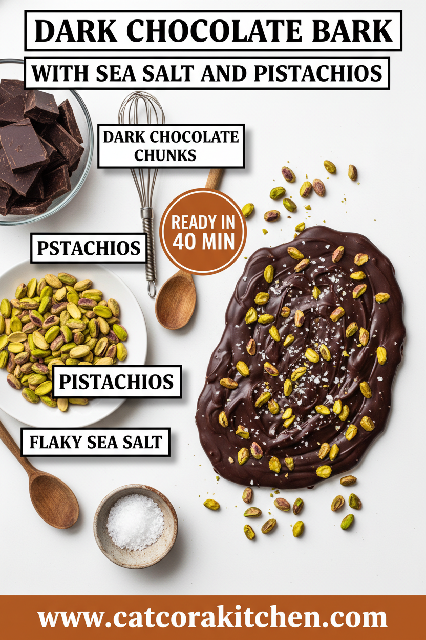 Dark chocolate bark with sea salt and pistachios ingredients