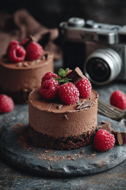dark chocolate raspberry mousse cake