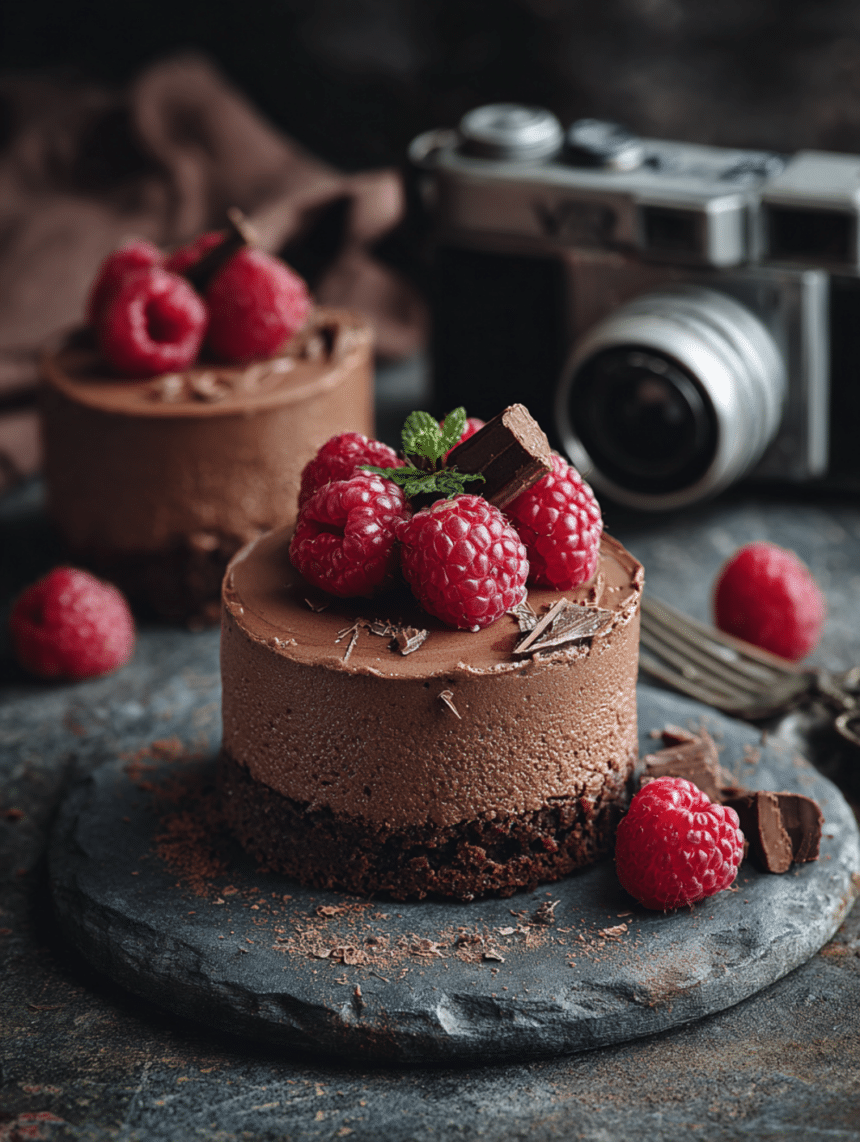 dark chocolate raspberry mousse cake