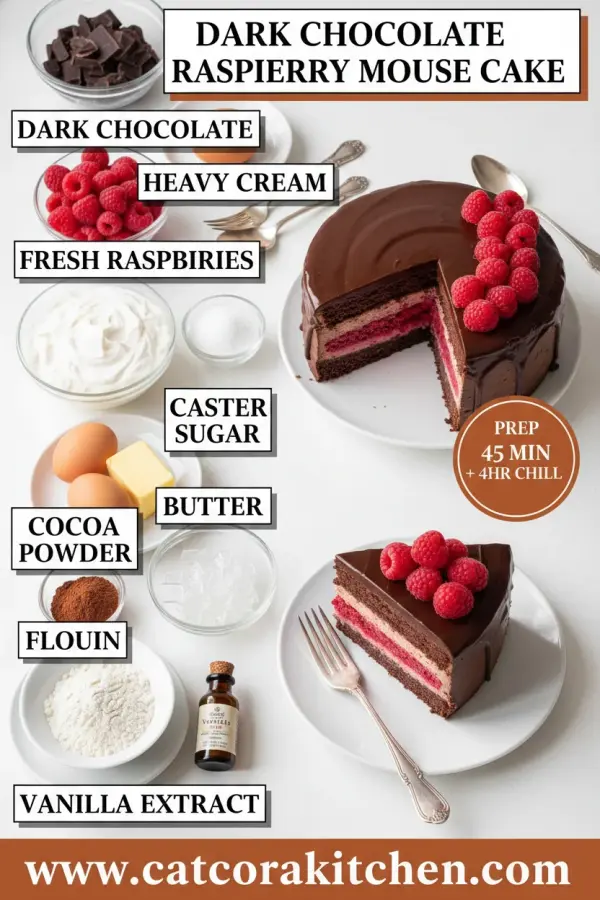 Dark chocolate raspberry mousse cake ingredients