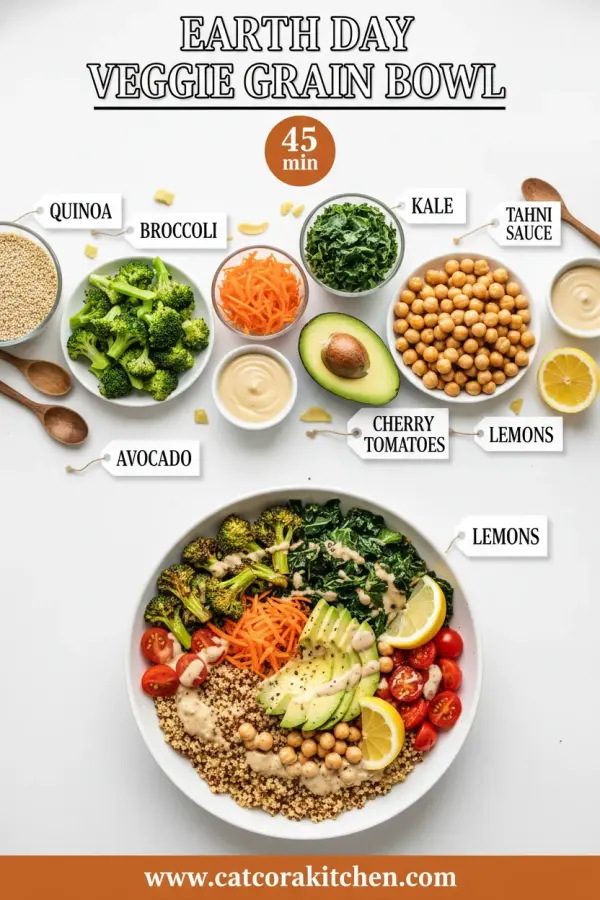 Earth Day veggie grain bowl ingredients