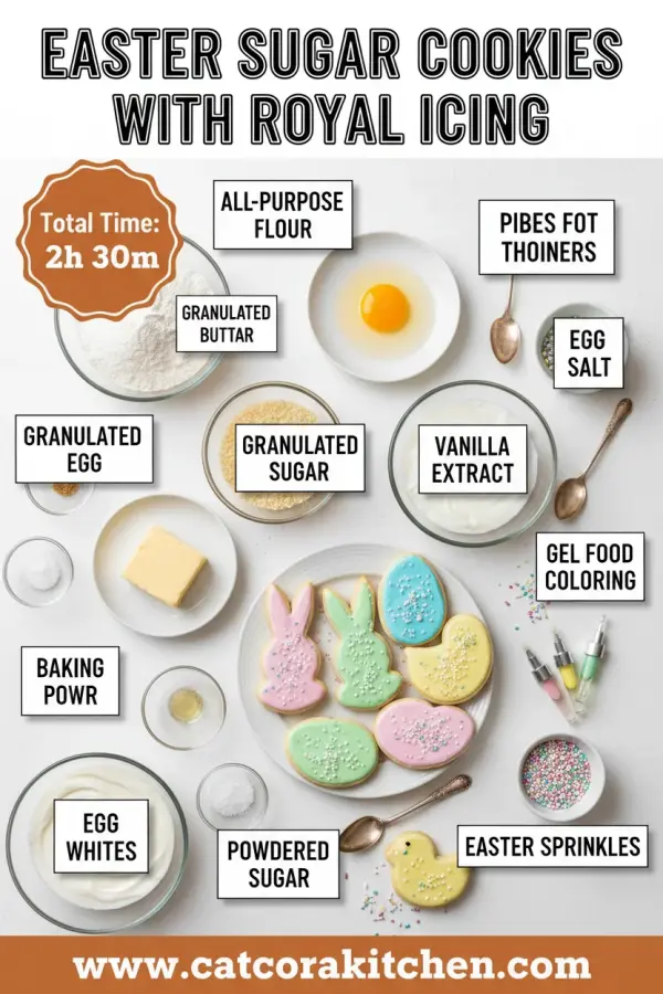 Easter sugar cookies with royal icing ingredients