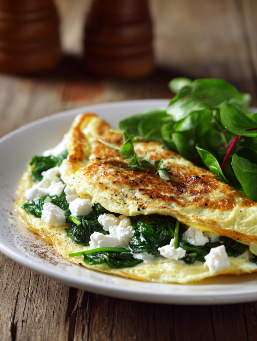 egg white omelette with spinach and feta