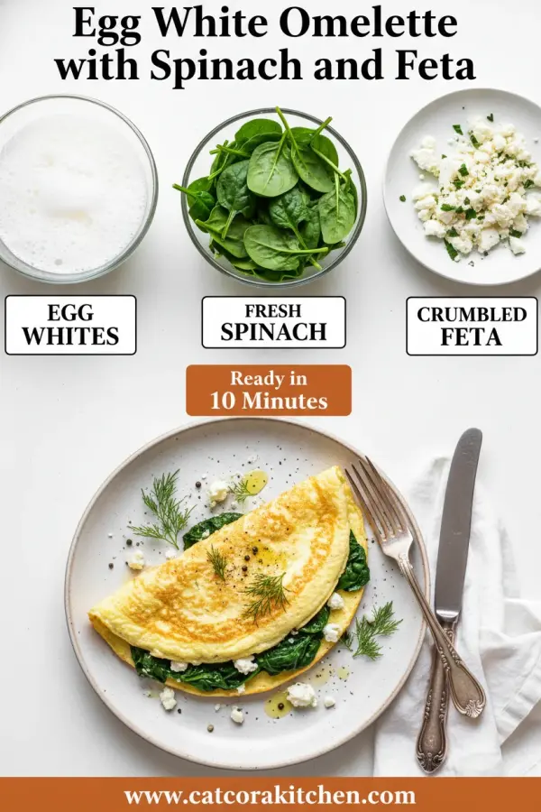 Egg white omelette with spinach and feta ingredients