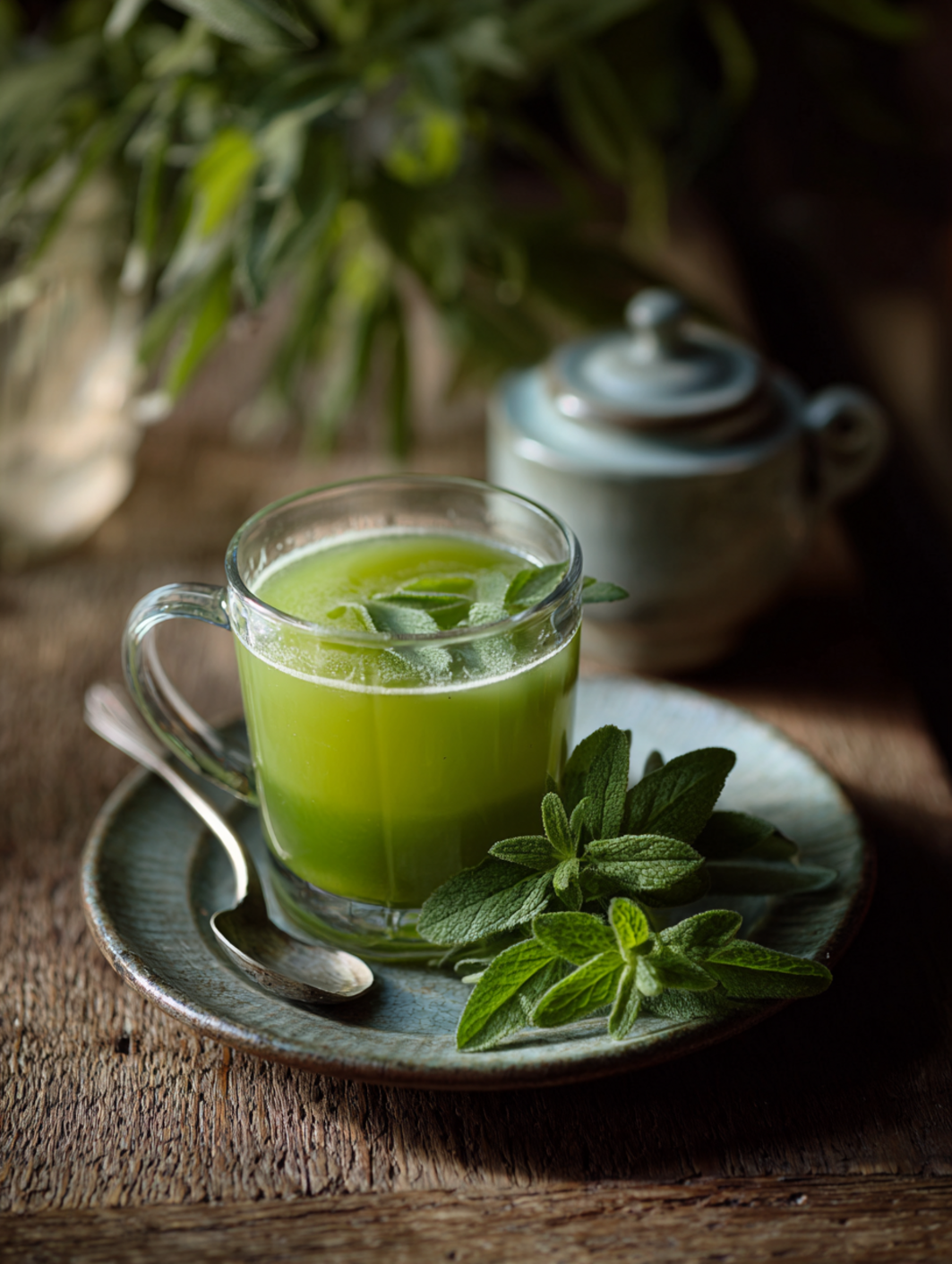 garden herb green juice cocktail