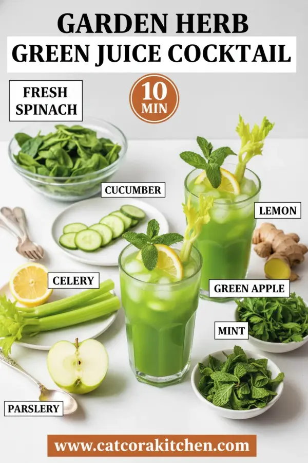 Garden herb green juice cocktail ingredients