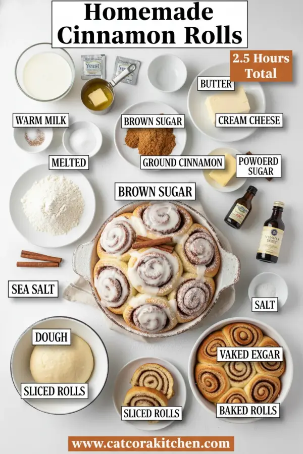 Homemade cinnamon rolls ingredients