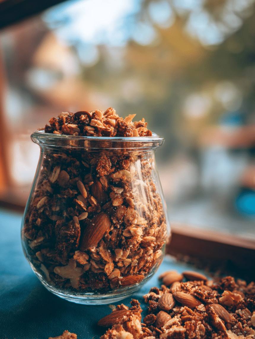 homemade granola with honey and almonds