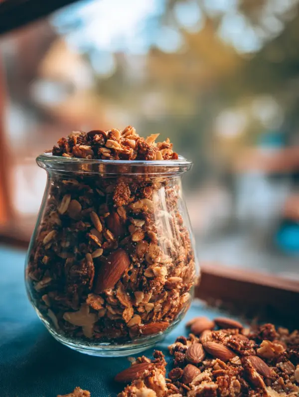 homemade granola with honey and almonds