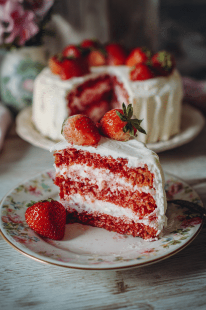homemade strawberry cake from scratch
