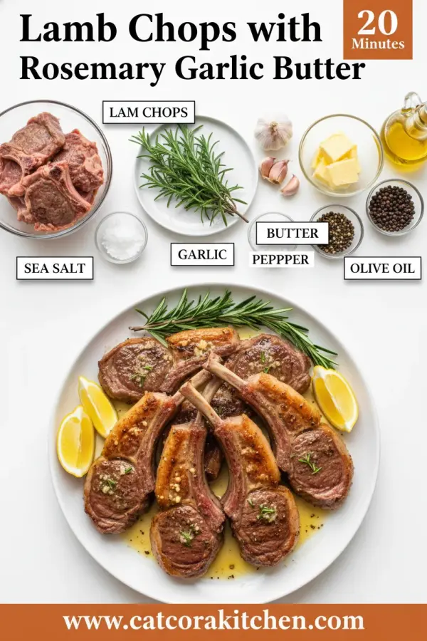 Lamb chops with rosemary garlic butter ingredients
