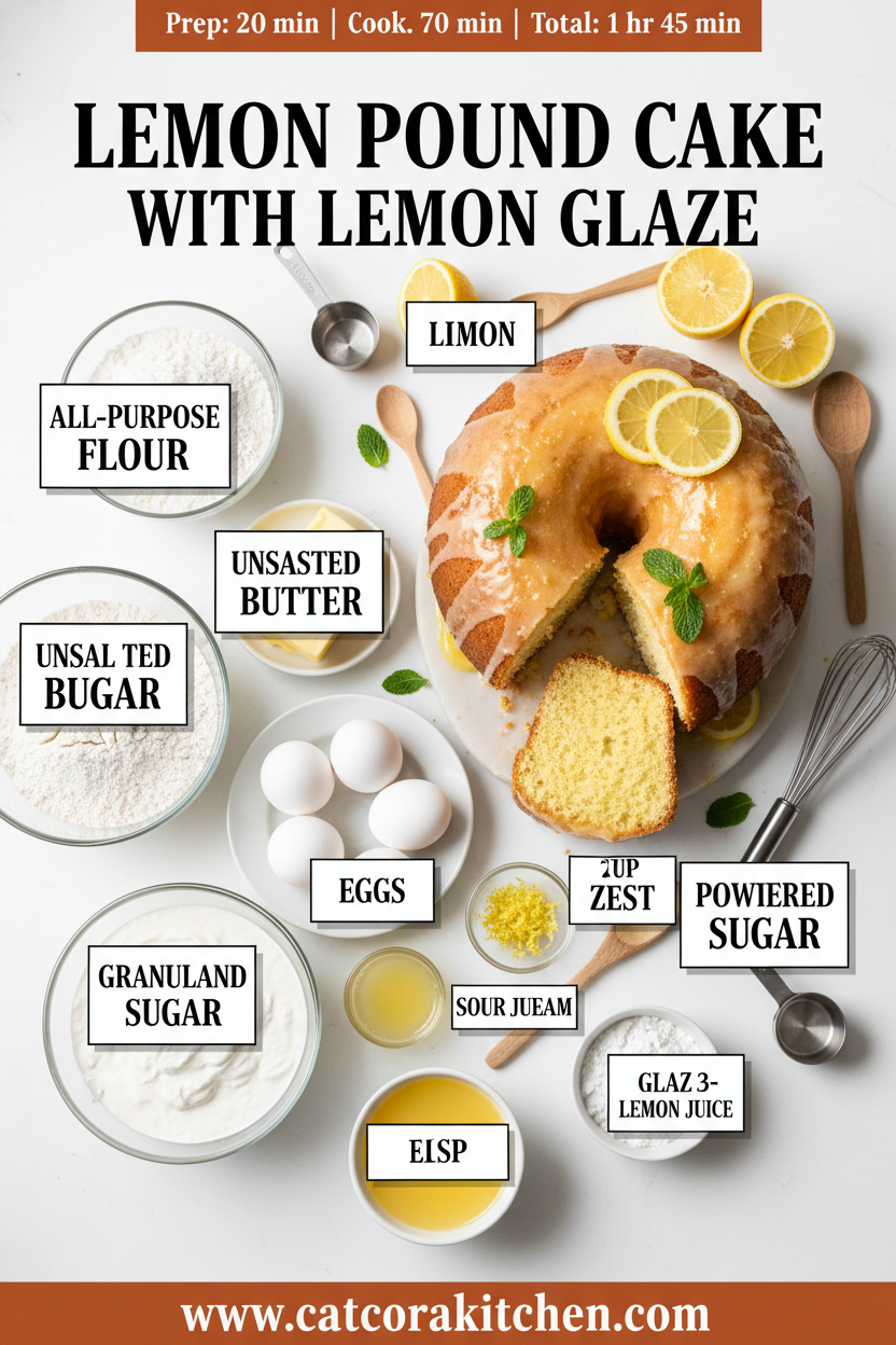 Lemon pound cake with lemon glaze ingredients