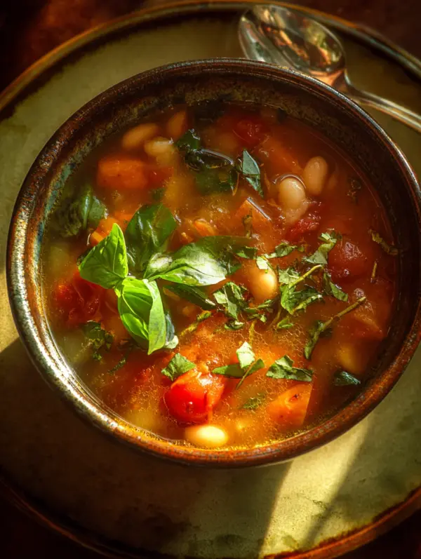 minestrone soup with fresh herbs