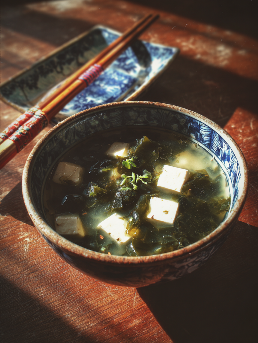 miso soup with tofu and wakame