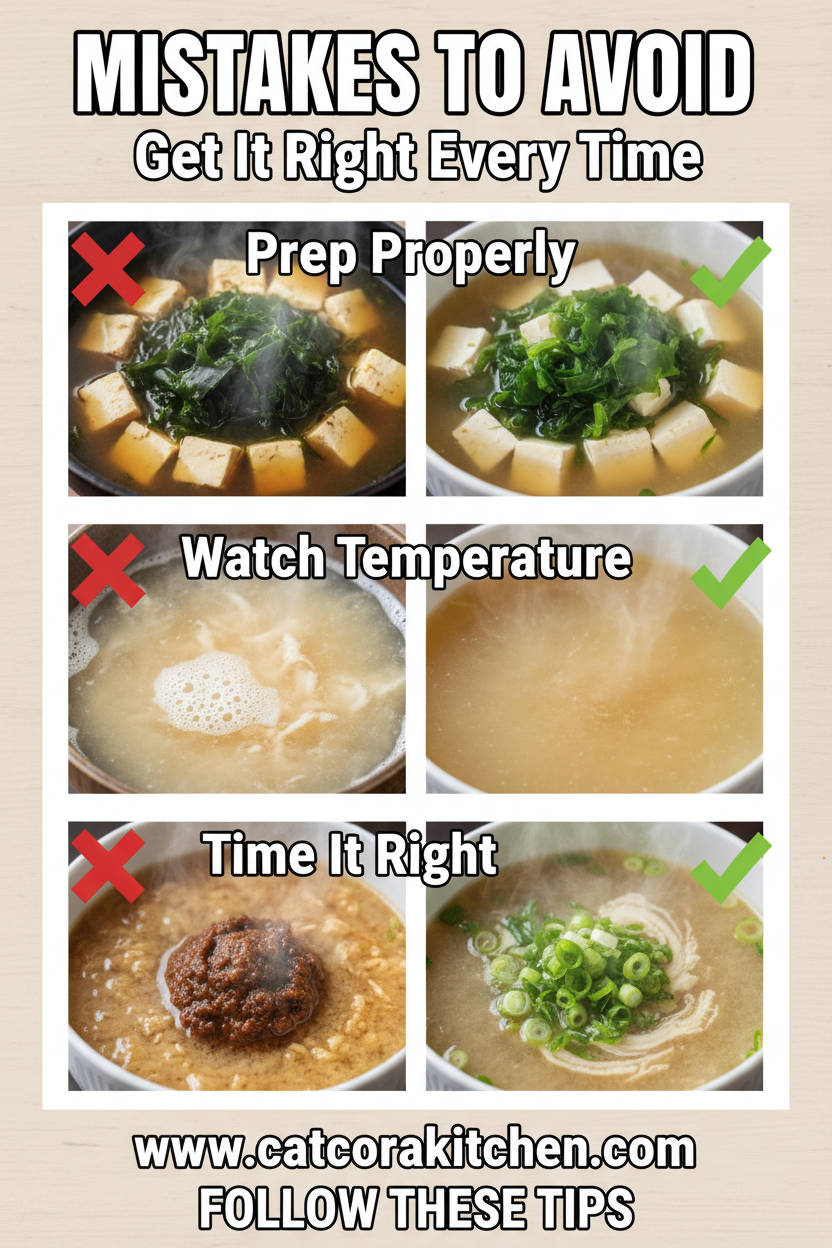 Miso soup with tofu and wakame common mistakes