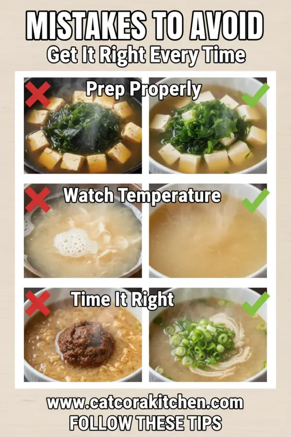 Miso soup with tofu and wakame common mistakes