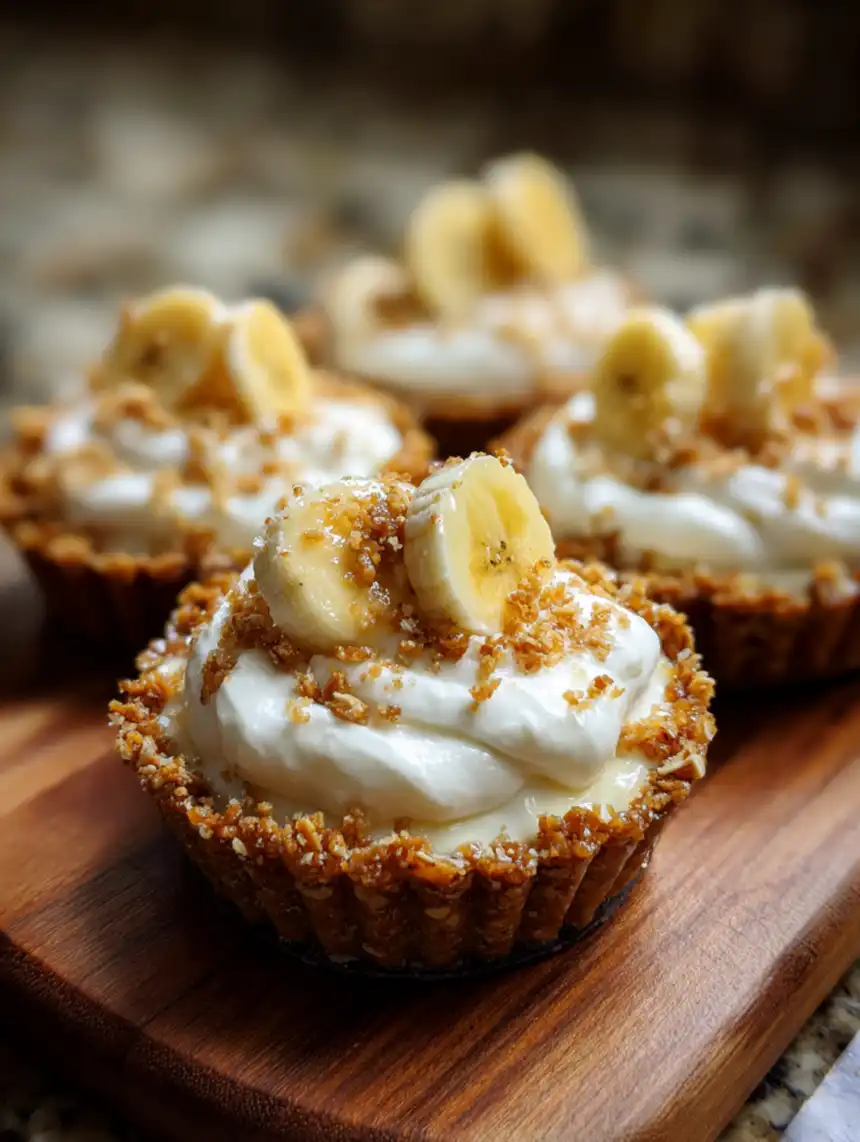 no-bake mini banana cream pies