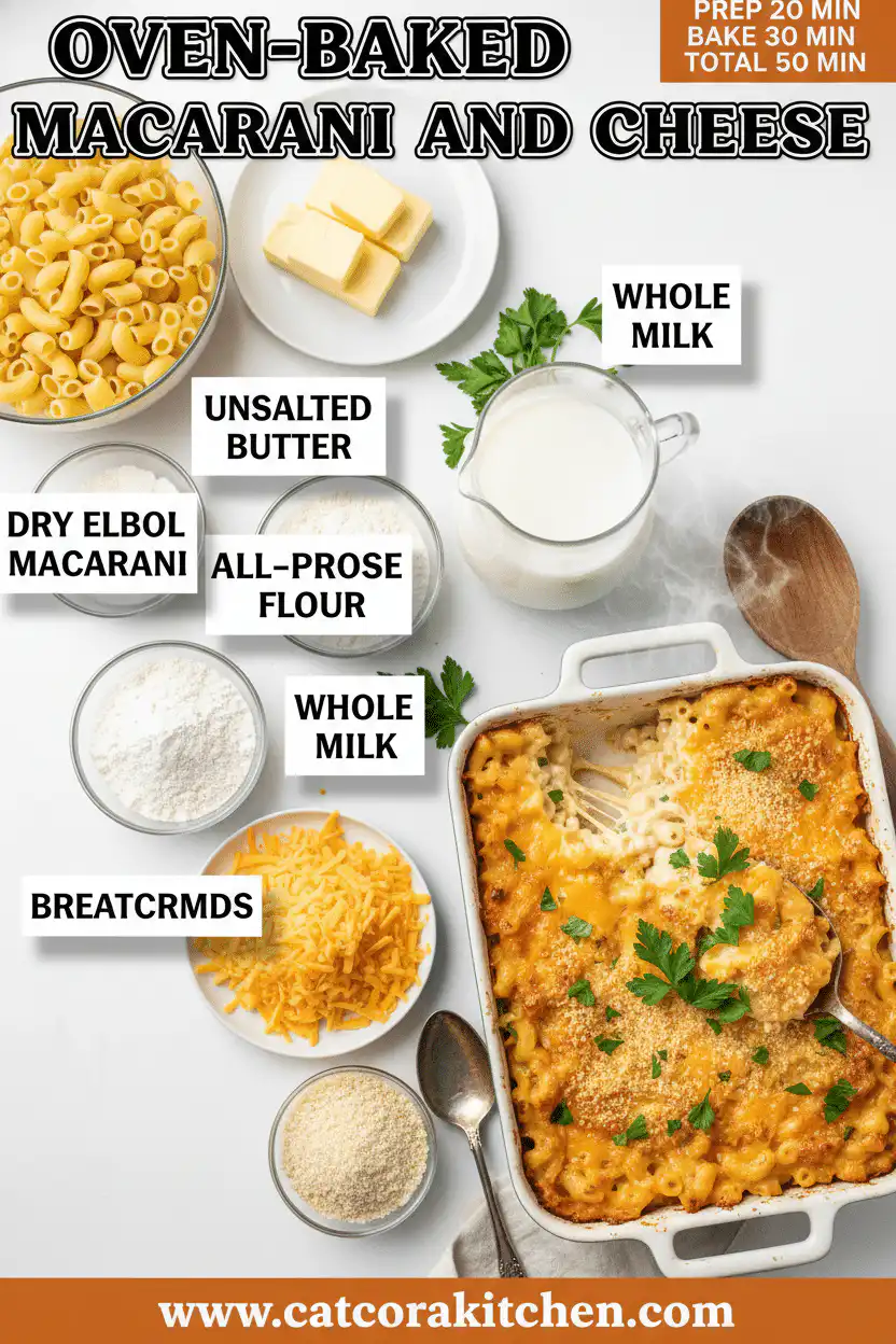 Oven-baked macaroni and cheese ingredients