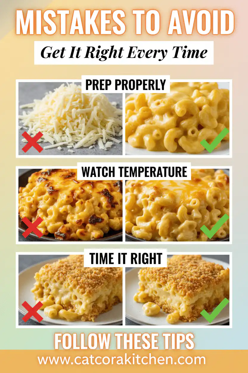 Oven-baked macaroni and cheese common mistakes